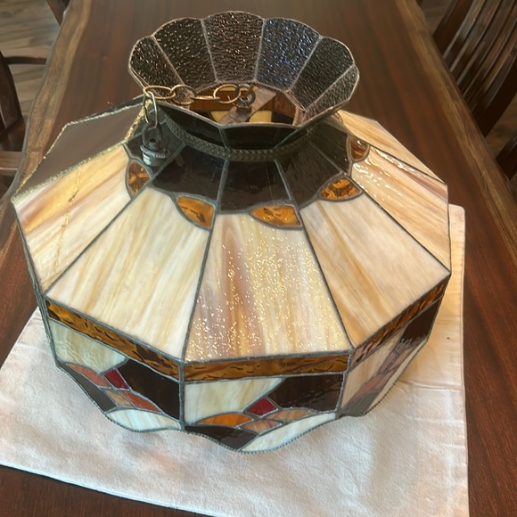 Tiffany Stained Glass Hanging Light - Picture 2 of 14